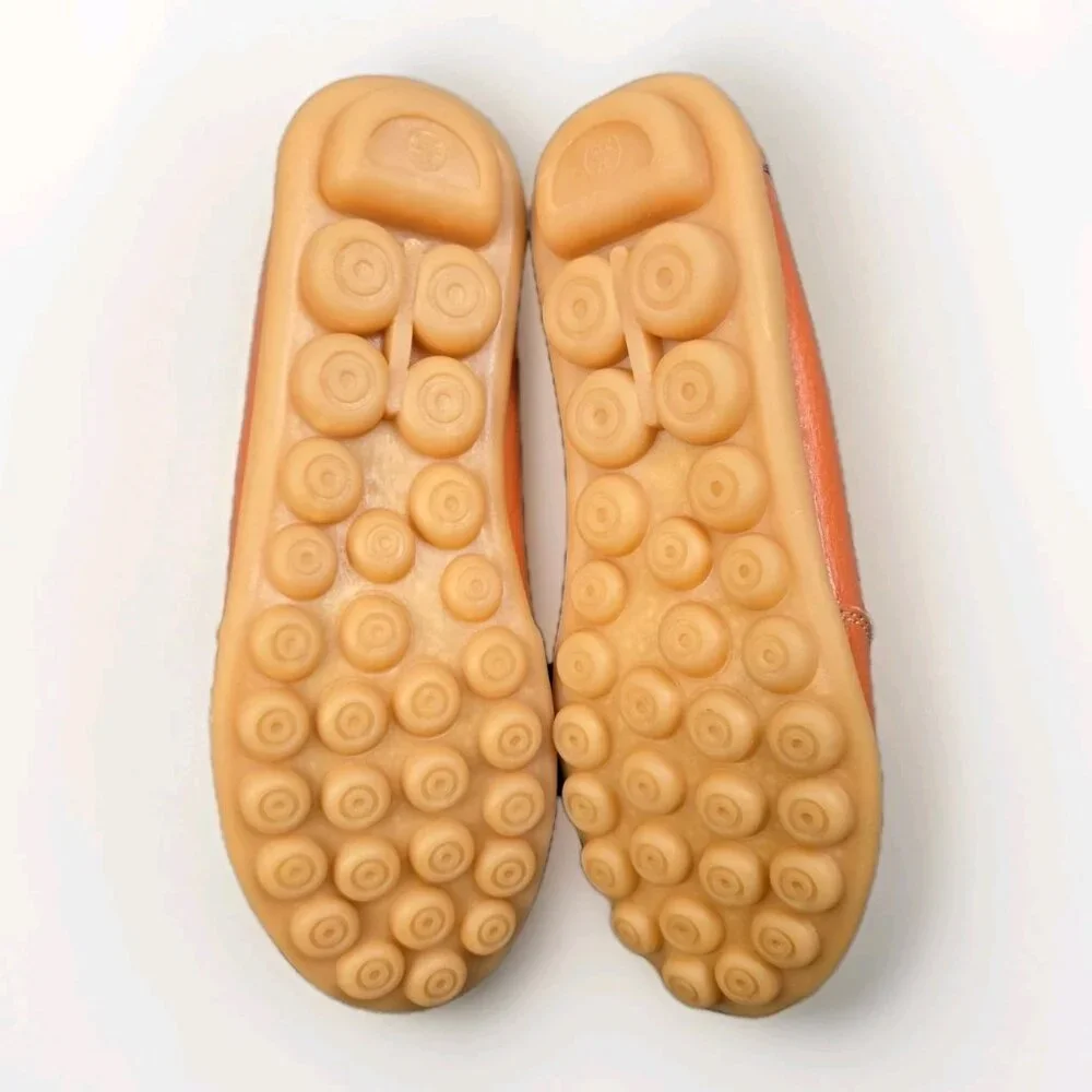 Women's Size 7 Orange Casual Classic Leather Slip On Ballet Flats Comfort Shoes - Picture 8 of 8